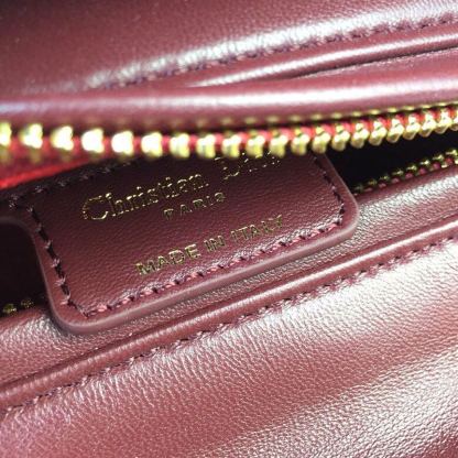 DI Medium Lady Bag Gold Toned Hardware Burgundy For Women 24cm/9in CD