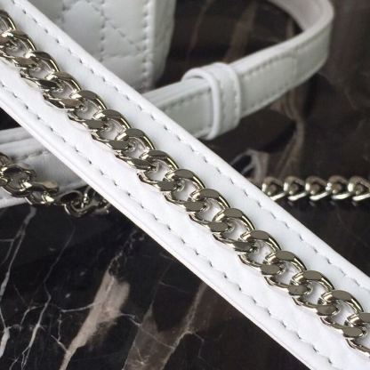 DI Mini Lady Bag White Chain Silver Hardware For Women 17cm/6.5in CD