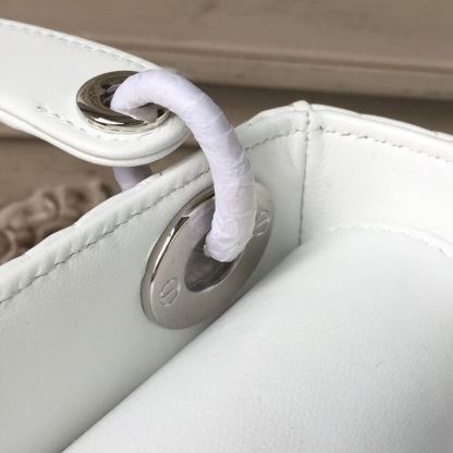 DI Mini Lady Bag White Chain Silver Hardware For Women 17cm/6.5in CD