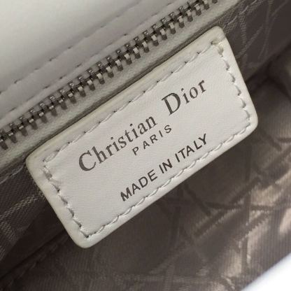 DI Mini Lady Bag White Chain Silver Hardware For Women 17cm/6.5in CD
