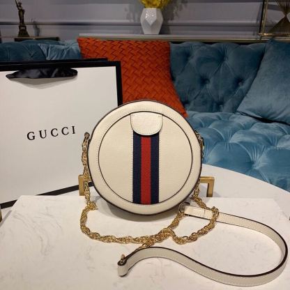 gg Ophidia Mini gg Round Shoulder Bag White For Women 7in/18cm gg