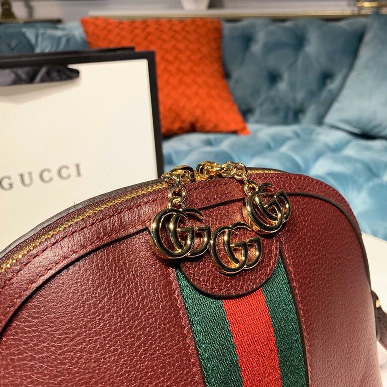 gg Ophidia gg Small Shoulder Bag  Burgundy For Women 9in/24cm gg 499621