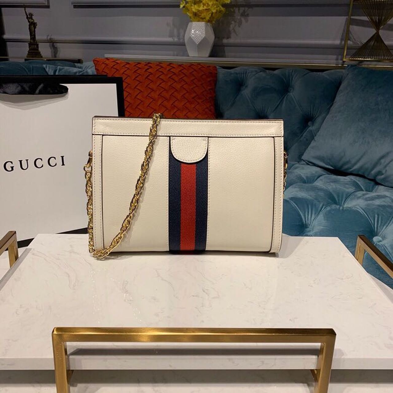 gg Ophidia Small Shoulder Bag White For Women 10in/25cm gg 503877-DJ2DG-8454