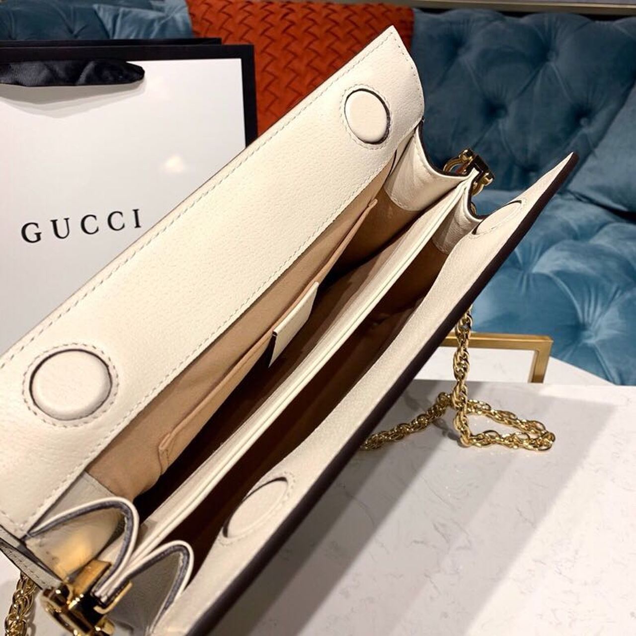 gg Ophidia Small Shoulder Bag White For Women 10in/25cm gg 503877-DJ2DG-8454