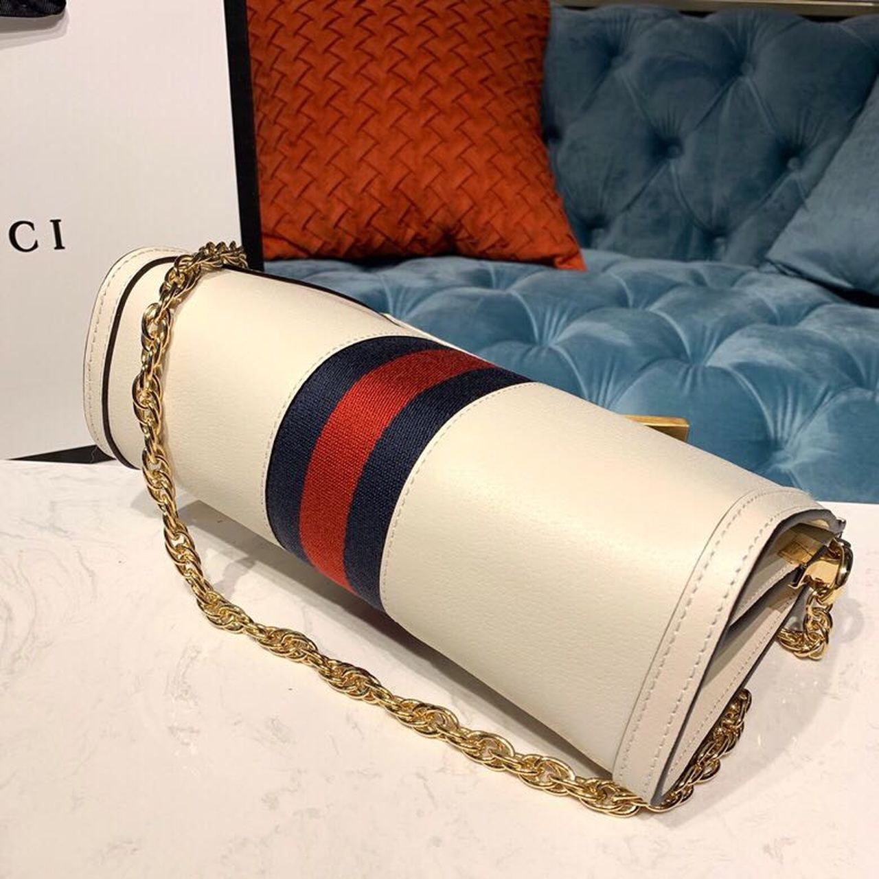 gg Ophidia Small Shoulder Bag White For Women 10in/25cm gg 503877-DJ2DG-8454