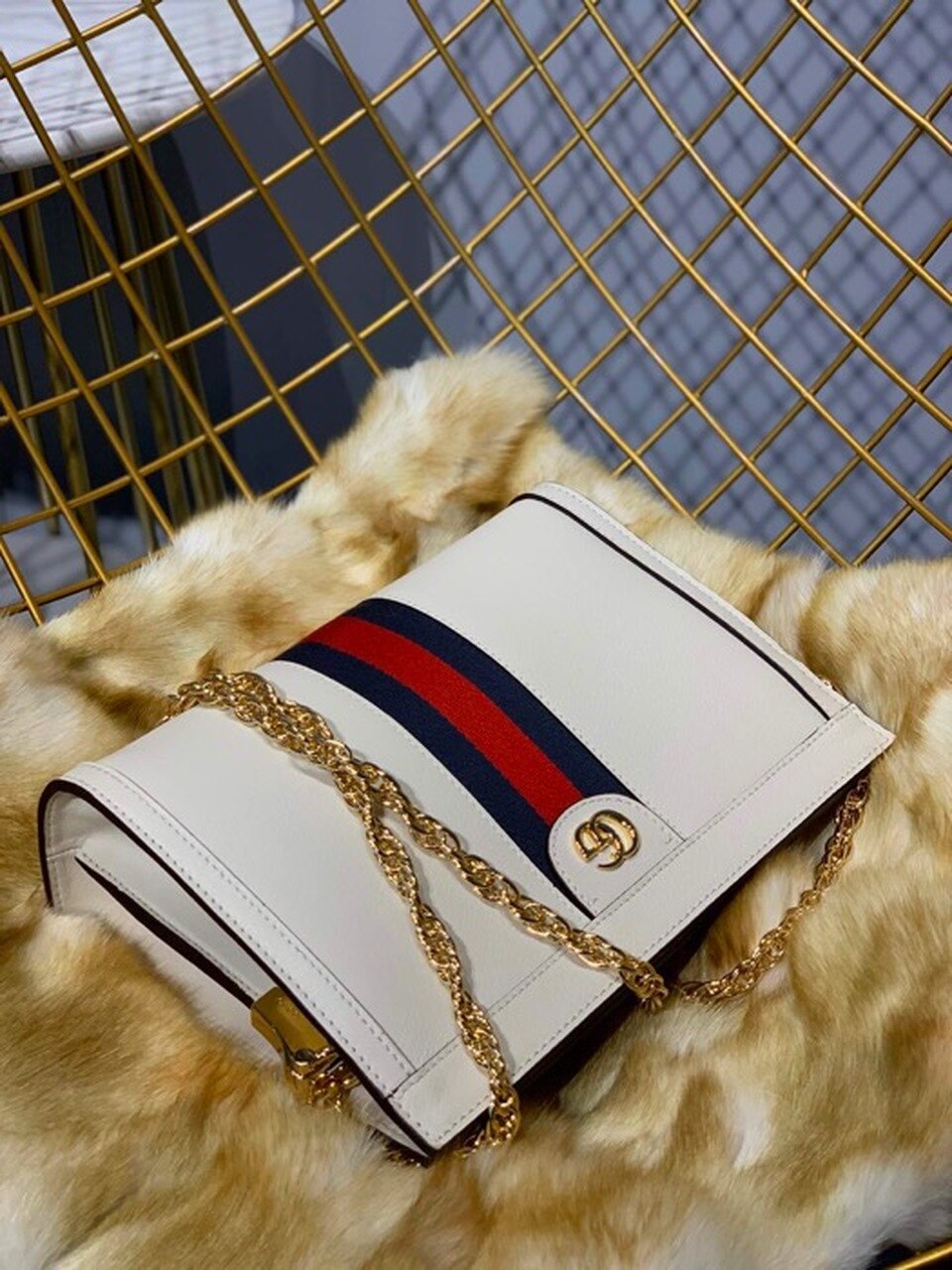 gg Ophidia Small Shoulder Bag White For Women 10in/25cm gg 503877-DJ2DG-8454