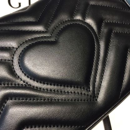 gg Marmont Matelassé Mini Bag Black Matelassé Chevron With A Heart For Women 9in/22cm gg 446744 DTDIT 1000