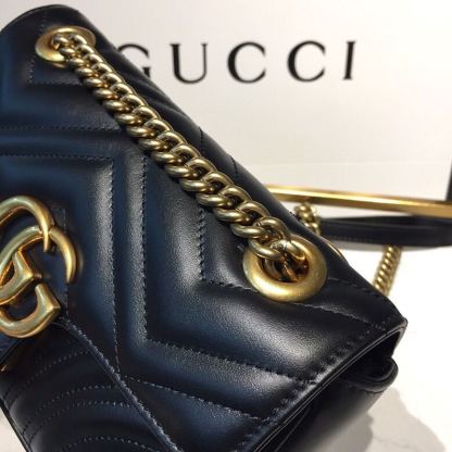 gg Marmont Matelassé Mini Bag Black Matelassé Chevron With A Heart For Women 9in/22cm gg 446744 DTDIT 1000