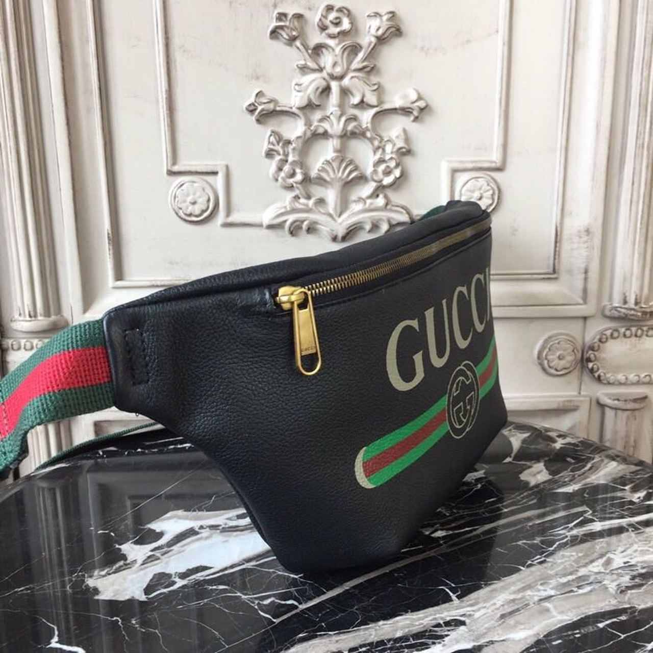 gg Coco Capitán Logo Belt Bag Cotton Linen Lining Black For Men 11in/28cm gg