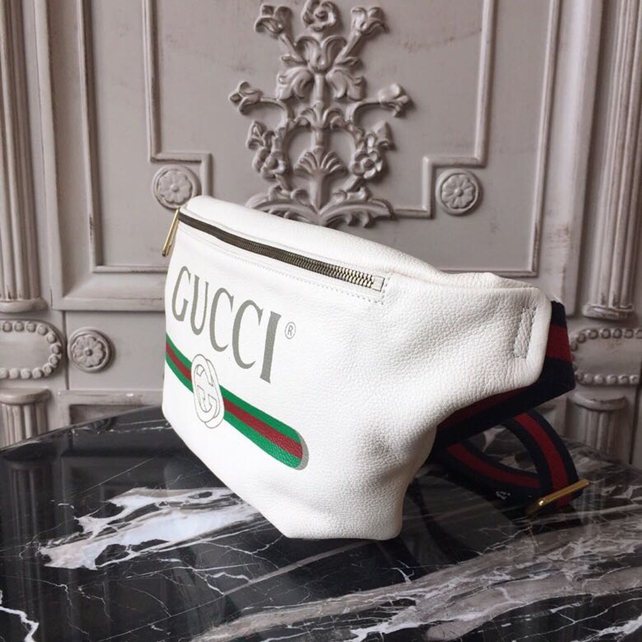 gg Coco Capitán Logo Belt Bag Cotton Linen Lining White For Men 11in/28cm gg