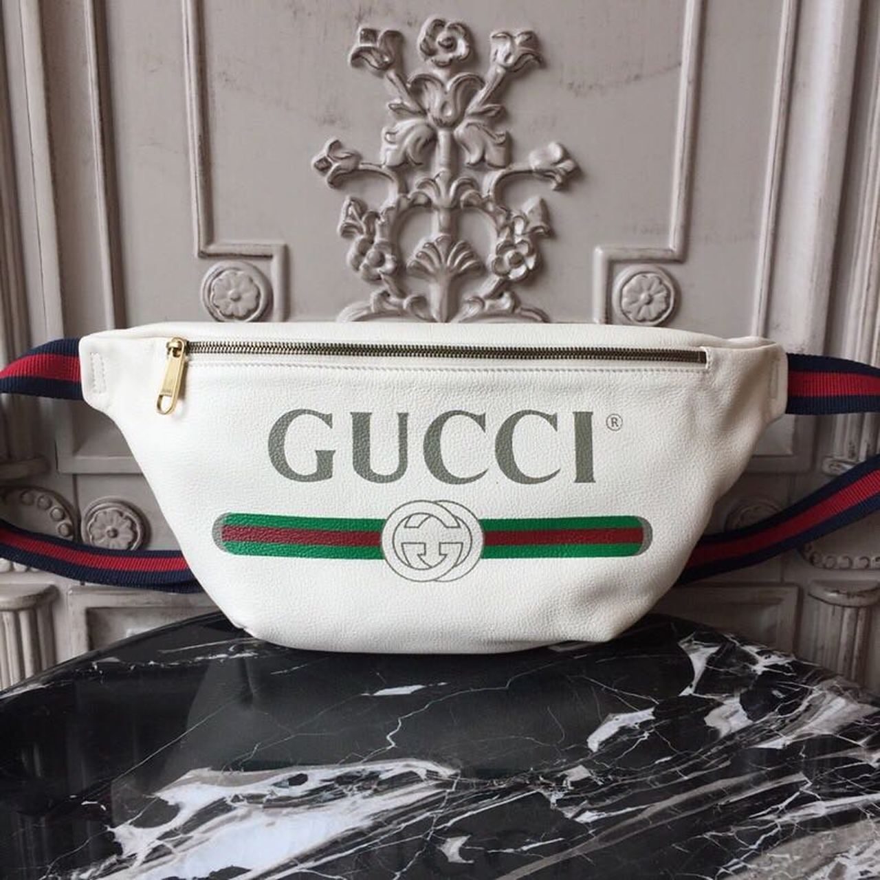 gg Coco Capitán Logo Belt Bag Cotton Linen Lining White For Men 11in/28cm gg