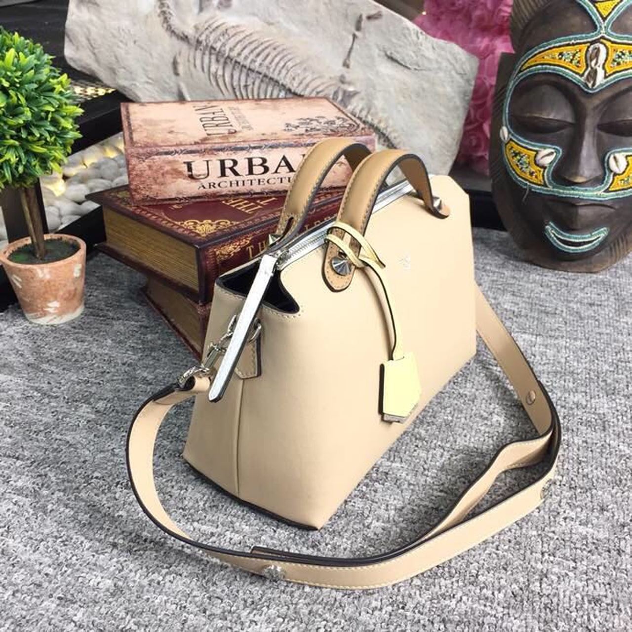 FI By The Way Medium Bag Beige For Women, Women’s Handbags, Shoulder And Crossbody Bags 10.6in/27cm FF 8BL1461