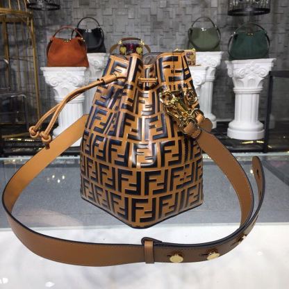 FI Mon Tresor Bucket Bag Brown For Women, Women’s Bags, Shoulder And Crossbody Bags 9in/23cm FF 8BT298