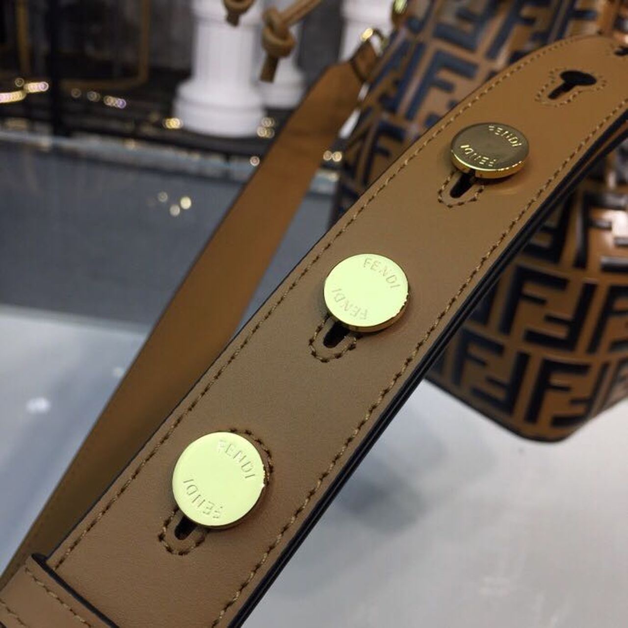 FI Mon Tresor Bucket Bag Brown For Women, Women’s Bags, Shoulder And Crossbody Bags 9in/23cm FF 8BT298