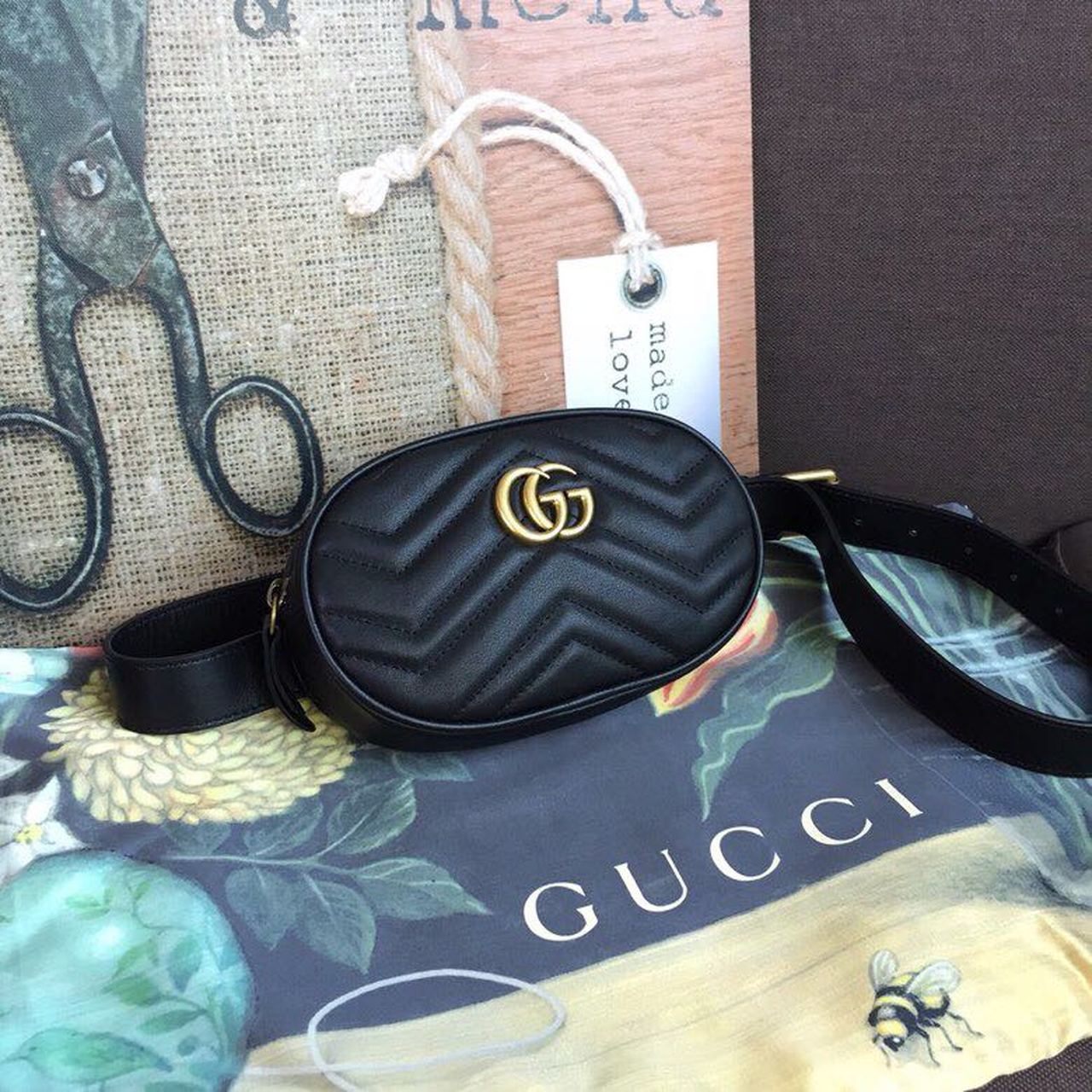 gg Marmont Belt Bag Black For Women 7in/18cm gg 476434