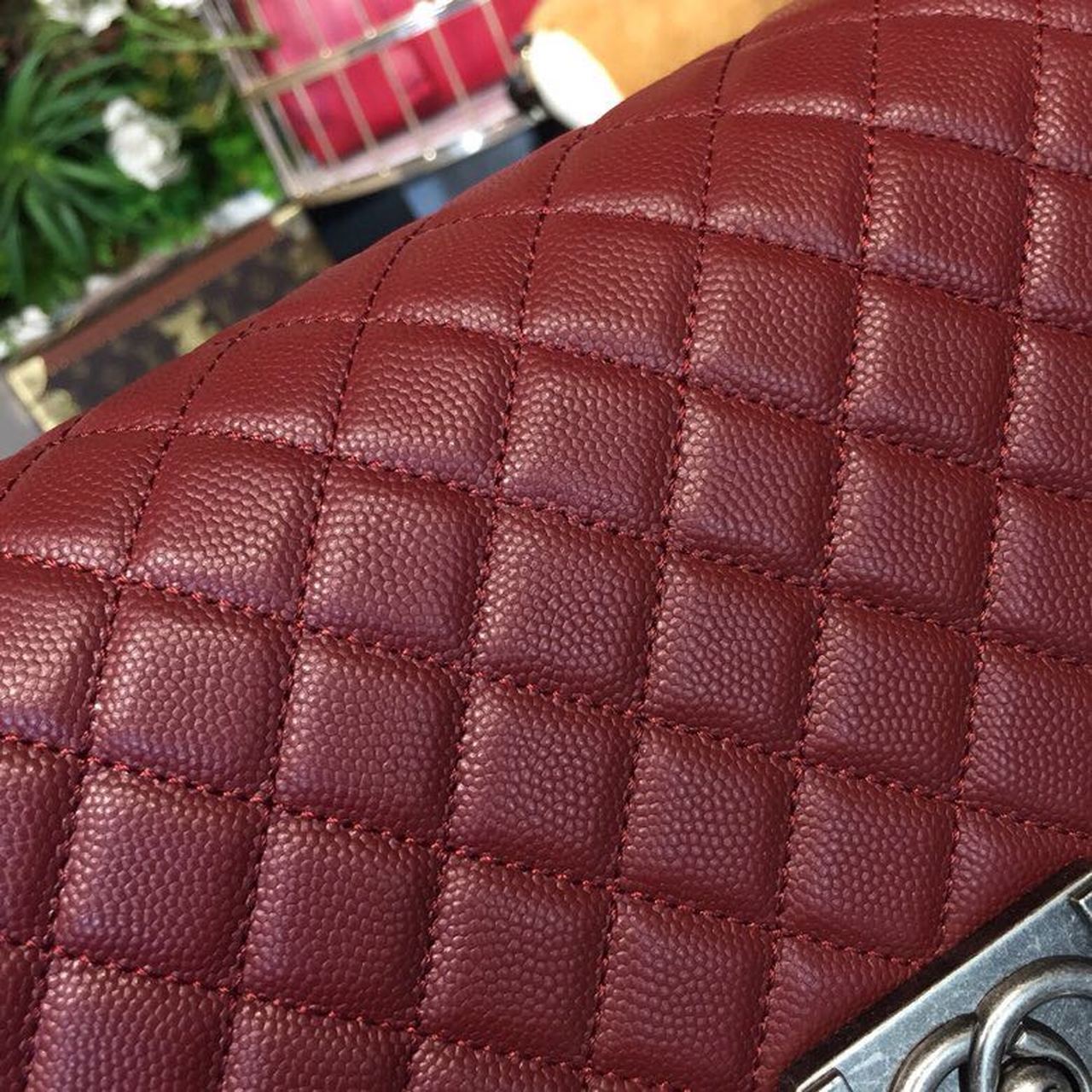 CHL Boy Handbag Silver Hardware Burgundy For Women, Women’s Bags, Shoulder And Crossbody Bags 9.8in/25cm A67086