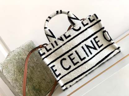 CE Small Cabas Thais In Textile With CE All-Over White / Black For Women 11in/29cm 199162EG8.01WB