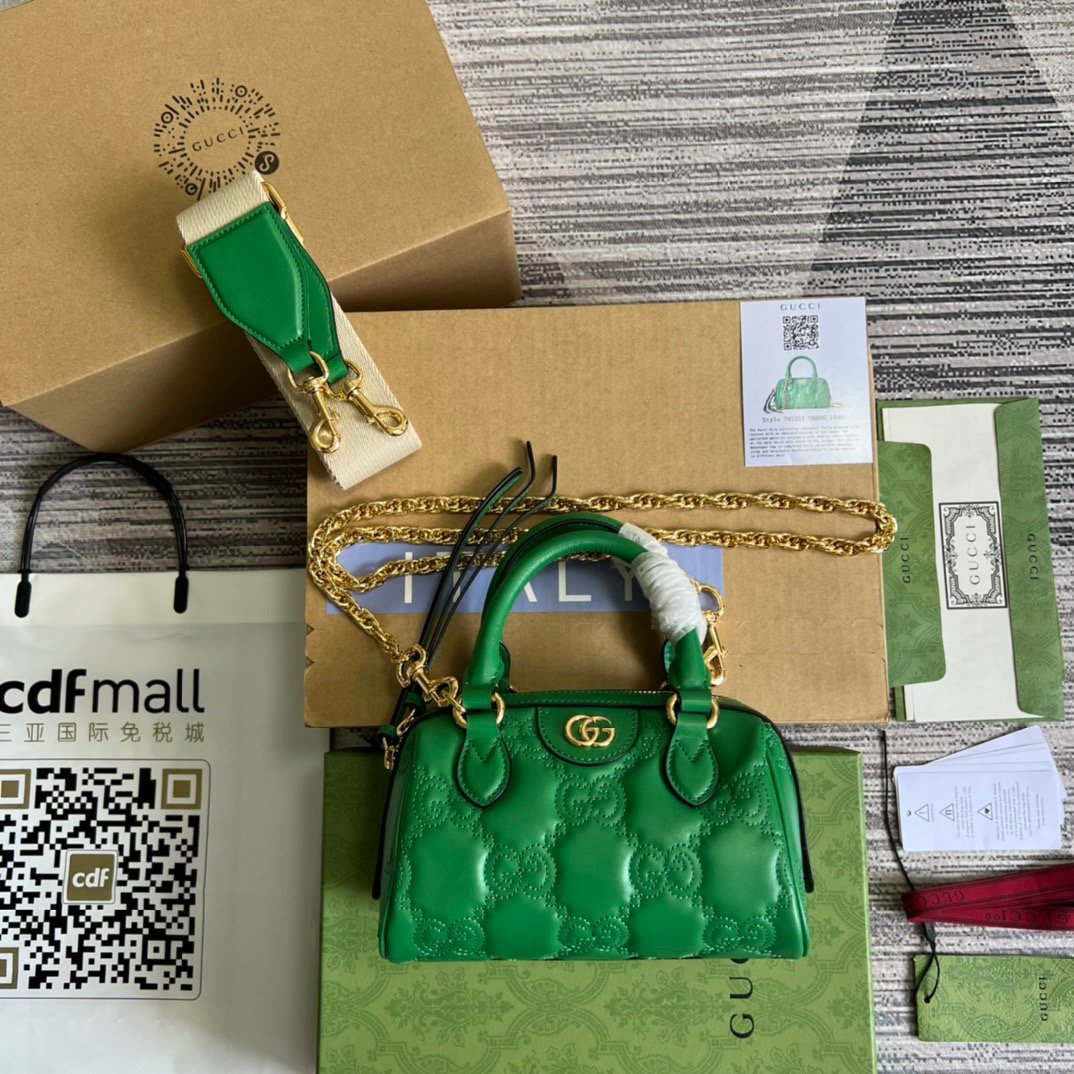 gg Matelasse Top Handle Bag Green For Women, Women&#8217;s Bags 7.5in/19cm gg 702251 UM8HG 3389