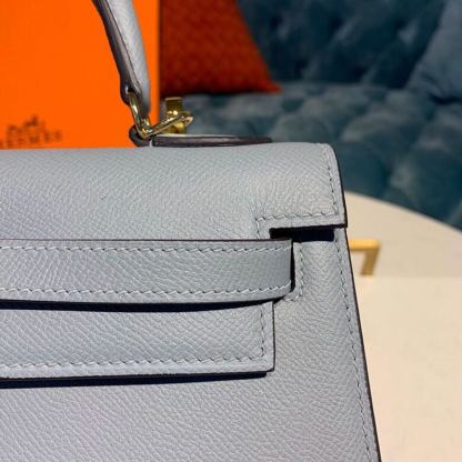 HM Kelly Blue Lin For Women Gold Toned Hardware 10in/25cm