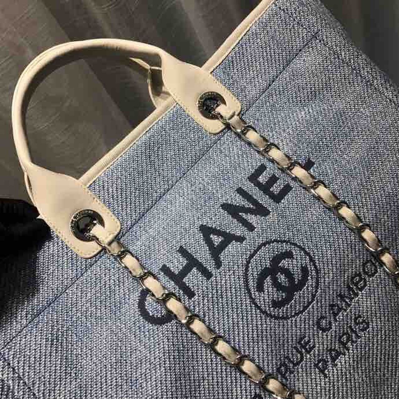 Chanel Deauville Tote Canvas Bag Light Grey For Women, Women’s Handbags, Shoulder Bags 15in/38cm A66941