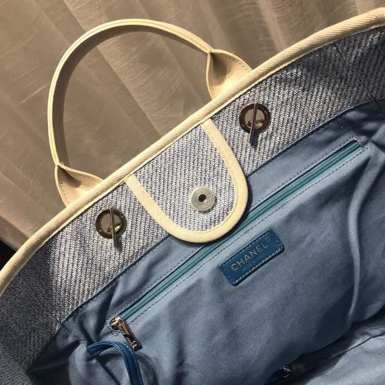 Chanel Deauville Tote Canvas Bag Light Grey For Women, Women’s Handbags, Shoulder Bags 15in/38cm A66941