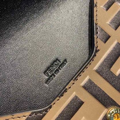 FI FF Embossed Envelope Wallet 6.4in/17cm Brown/Black For Women