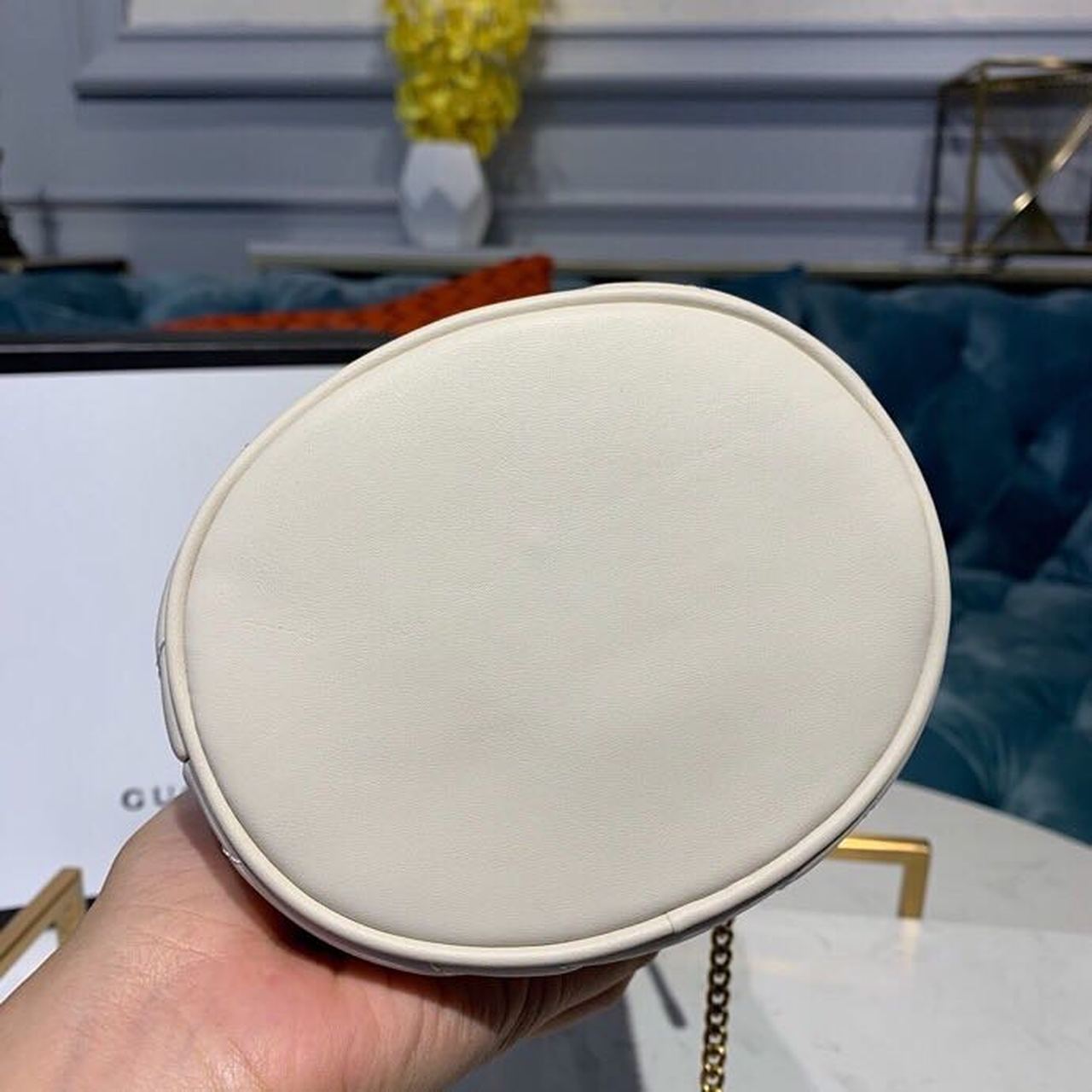 gg Marmont Mini Bucket Bag White Matelassé Chevron For Women 6in/13cm gg 575163 DTDRT 9022