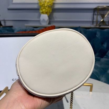 gg Marmont Mini Bucket Bag White Matelassé Chevron For Women 6in/13cm gg 575163 DTDRT 9022