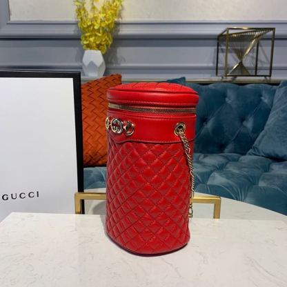 gg Ladies Hibiscus Red Quilted Chain Belt Bag For Women 8in/21cm gg