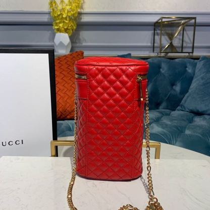 gg Ladies Hibiscus Red Quilted Chain Belt Bag For Women 8in/21cm gg