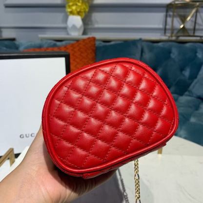 gg Ladies Hibiscus Red Quilted Chain Belt Bag For Women 8in/21cm gg