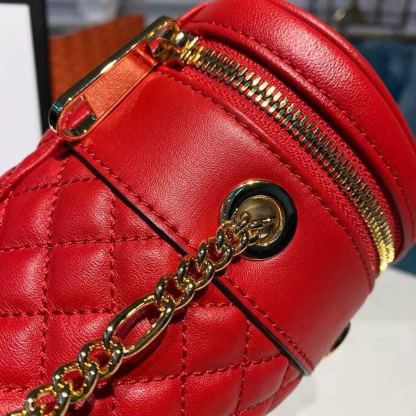 gg Ladies Hibiscus Red Quilted Chain Belt Bag For Women 8in/21cm gg