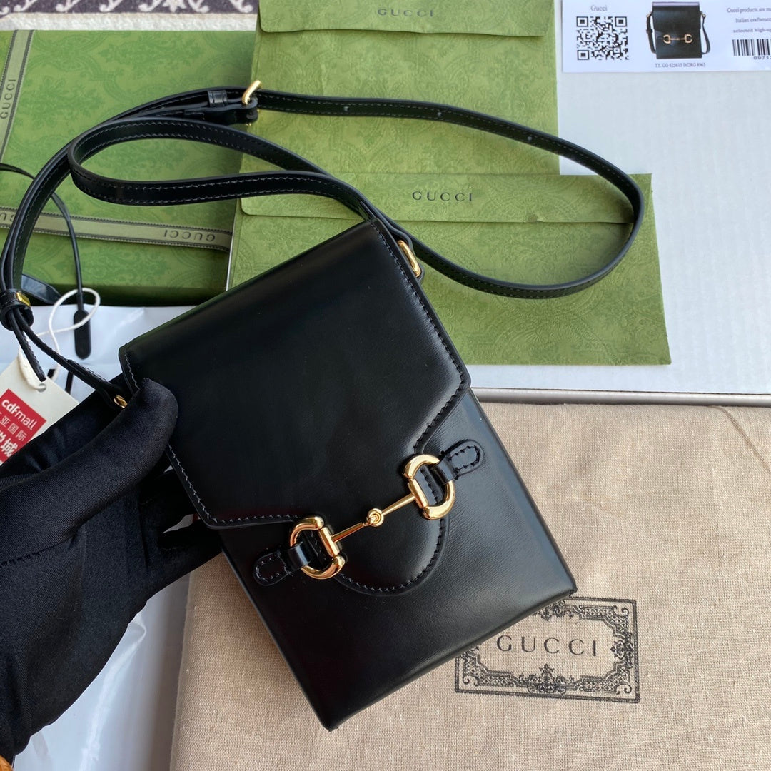 gg Horsebit 1955 Mini Bag Black For Women And Men 6.7in/17cm gg 625615 0YK0G 1000