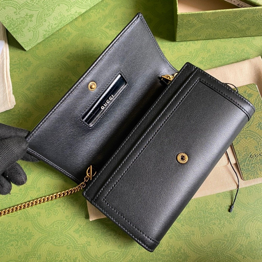 gg Diana Chain Wallet With Bamboo Black For Women, Women’s Bags 7.4in/19cm gg 658243 17Q0T 1000