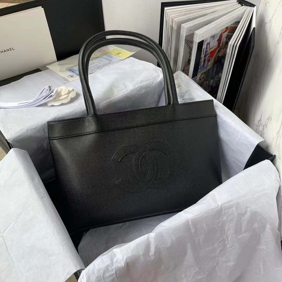 ChanelVintage ChanelOpen Tote Caviar East West Black For Women, Women&#8217;s Bags 14.5in/36.9cm