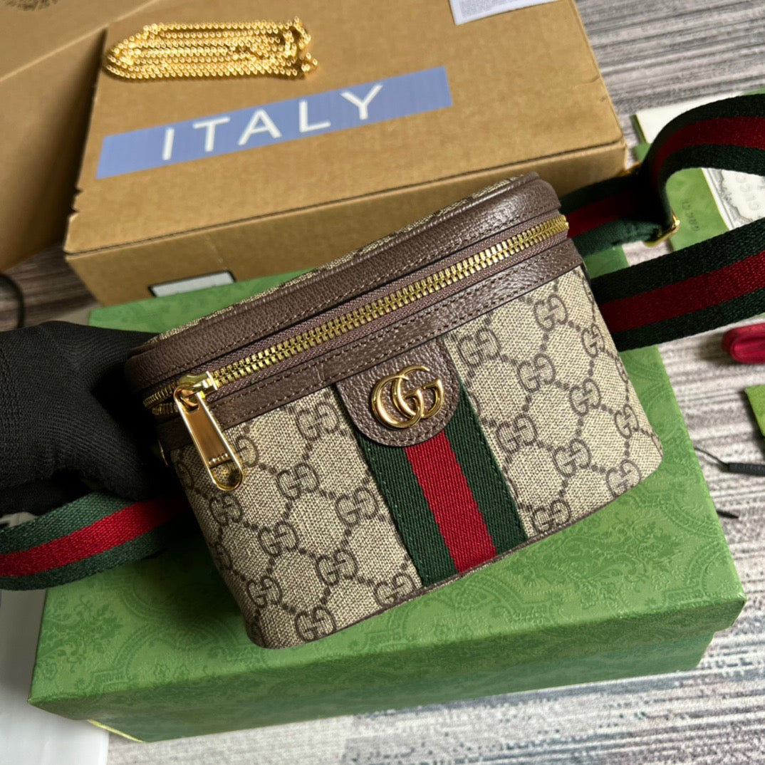 gg Ophidia Belt Bag With Web Beige/Ebony Soft gg Supreme Canvas  For Men 7.1in/18cm gg 699765 96IWG 8745