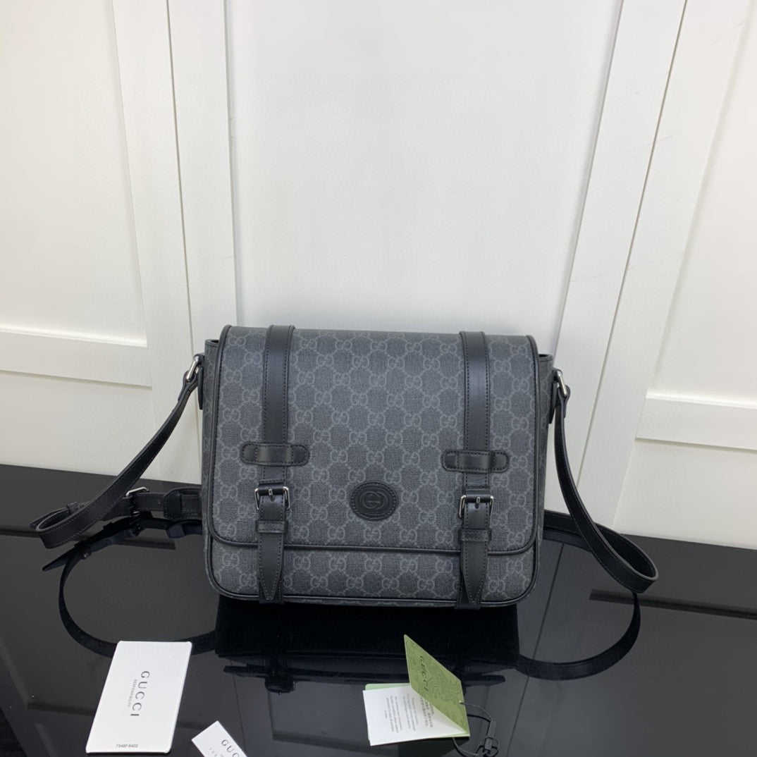 gg Messenger Bag Black For Men 11in/28cm gg ‎658542 KGDHN 1000
