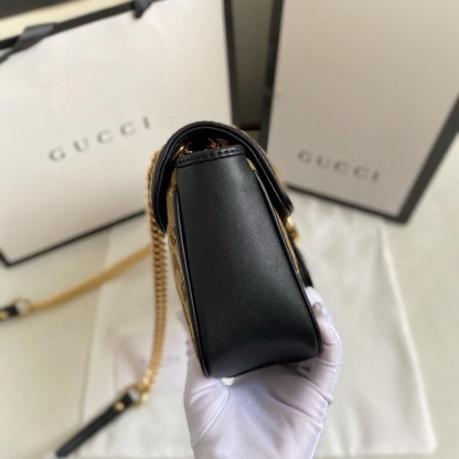 gg Marmont Small Shoulder Bag Beige/Ebony Diagonal Matelassé Original gg Canvas For Women 10in/26cm 443497 HVKEG 9772