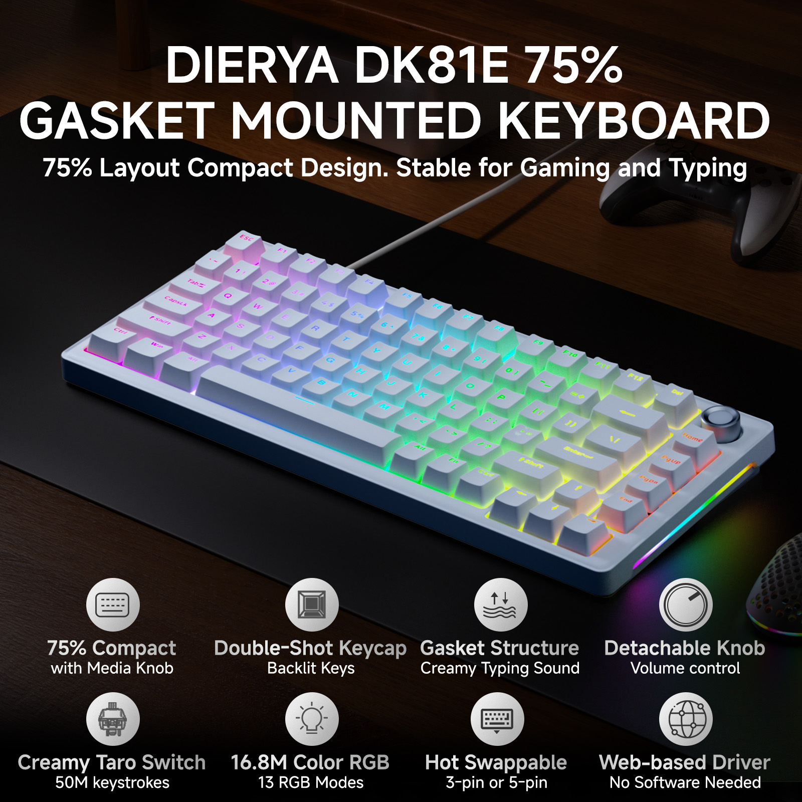 Dierya DK81E Gasket Mechanical Keyboard – KEMOVE