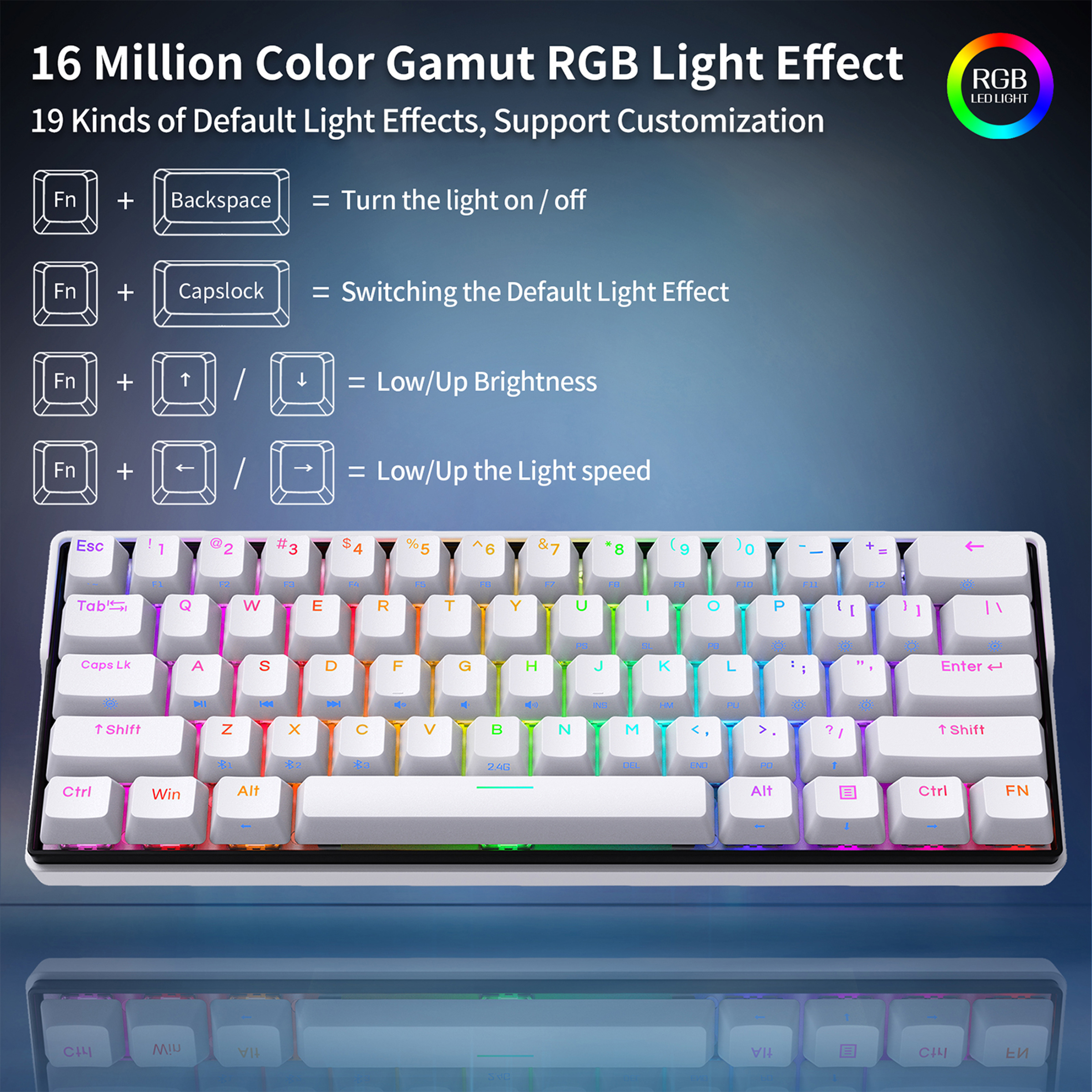 Kemove K61 Snowfox Mechanical Gaming Keyboard - Thumbnail 3