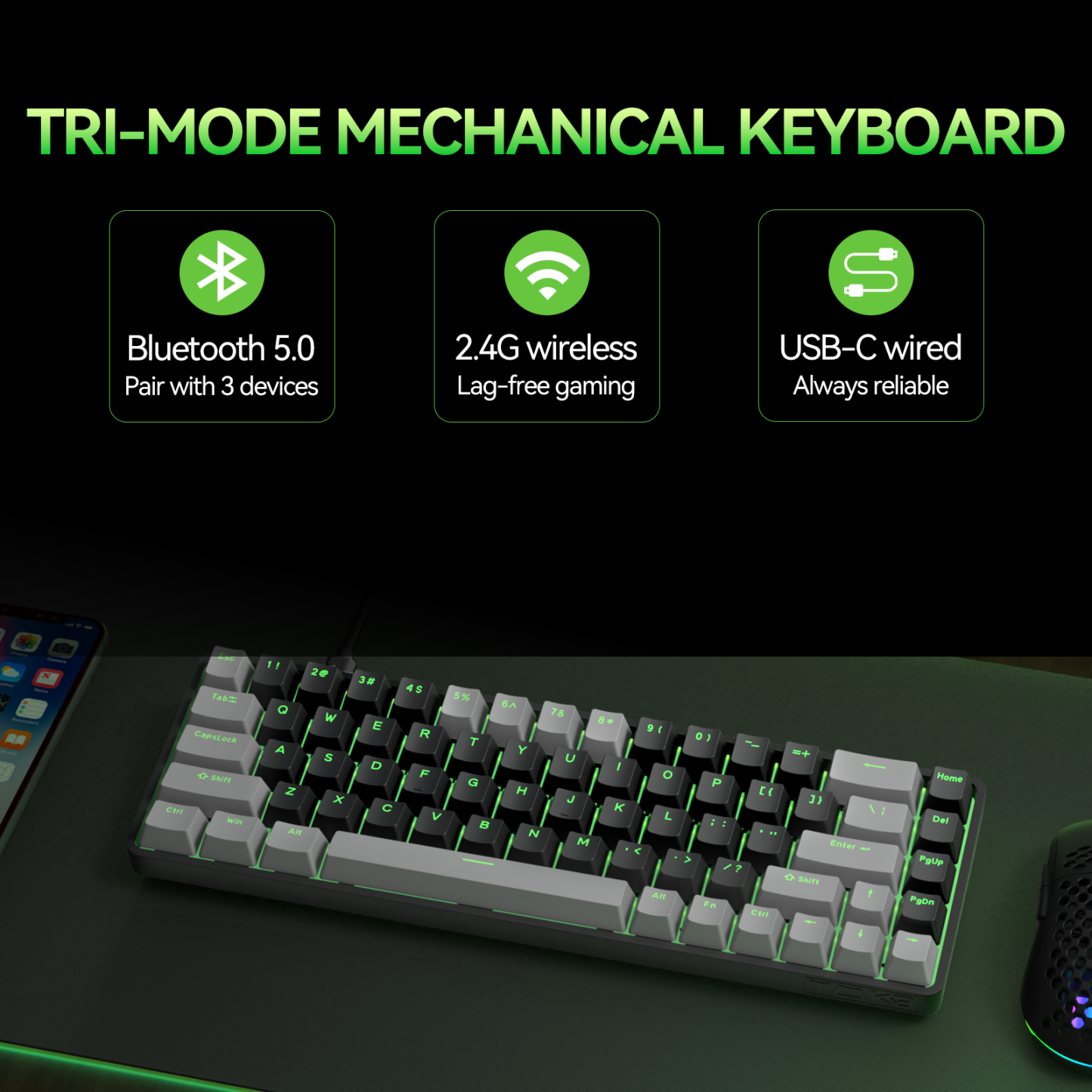 TMKB T68 Wireless/Wired Mechanical Keyboard 