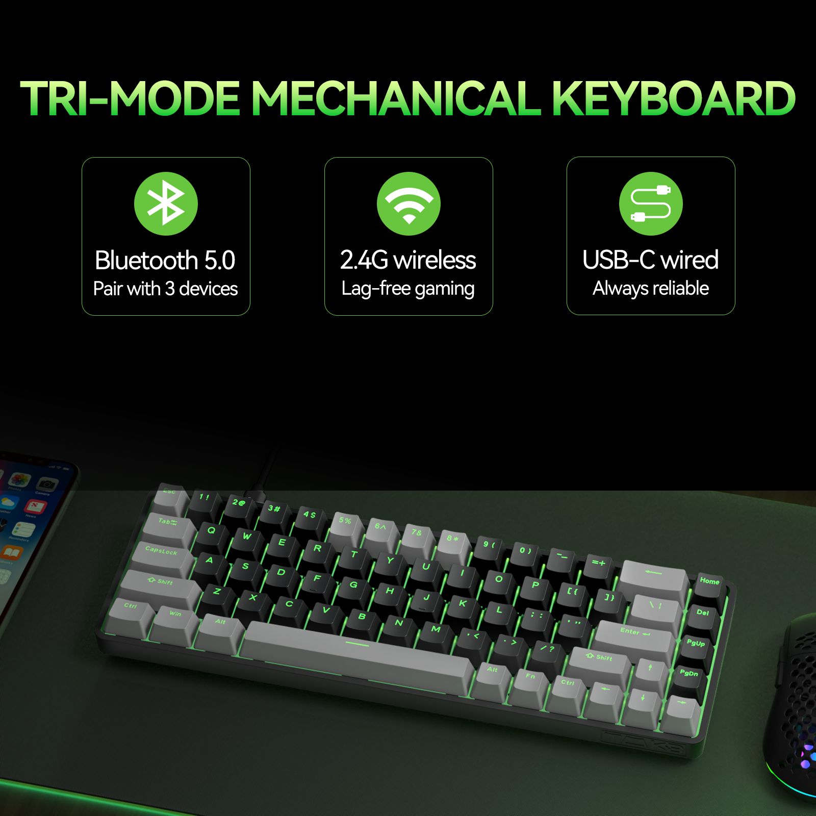 TMKB T68 Wireless/Wired Mechanical Keyboard 