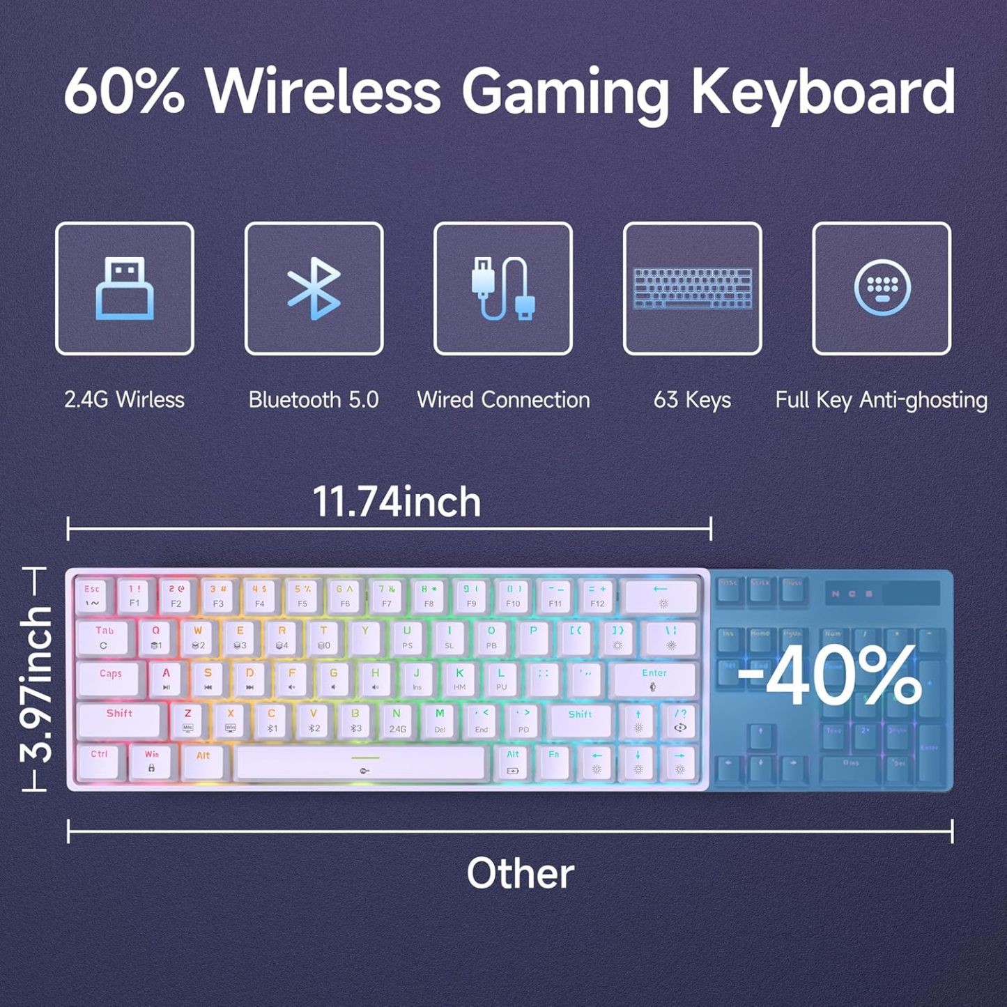 DIERYA T63 60% Wireless Mechanical Gaming Keyboard