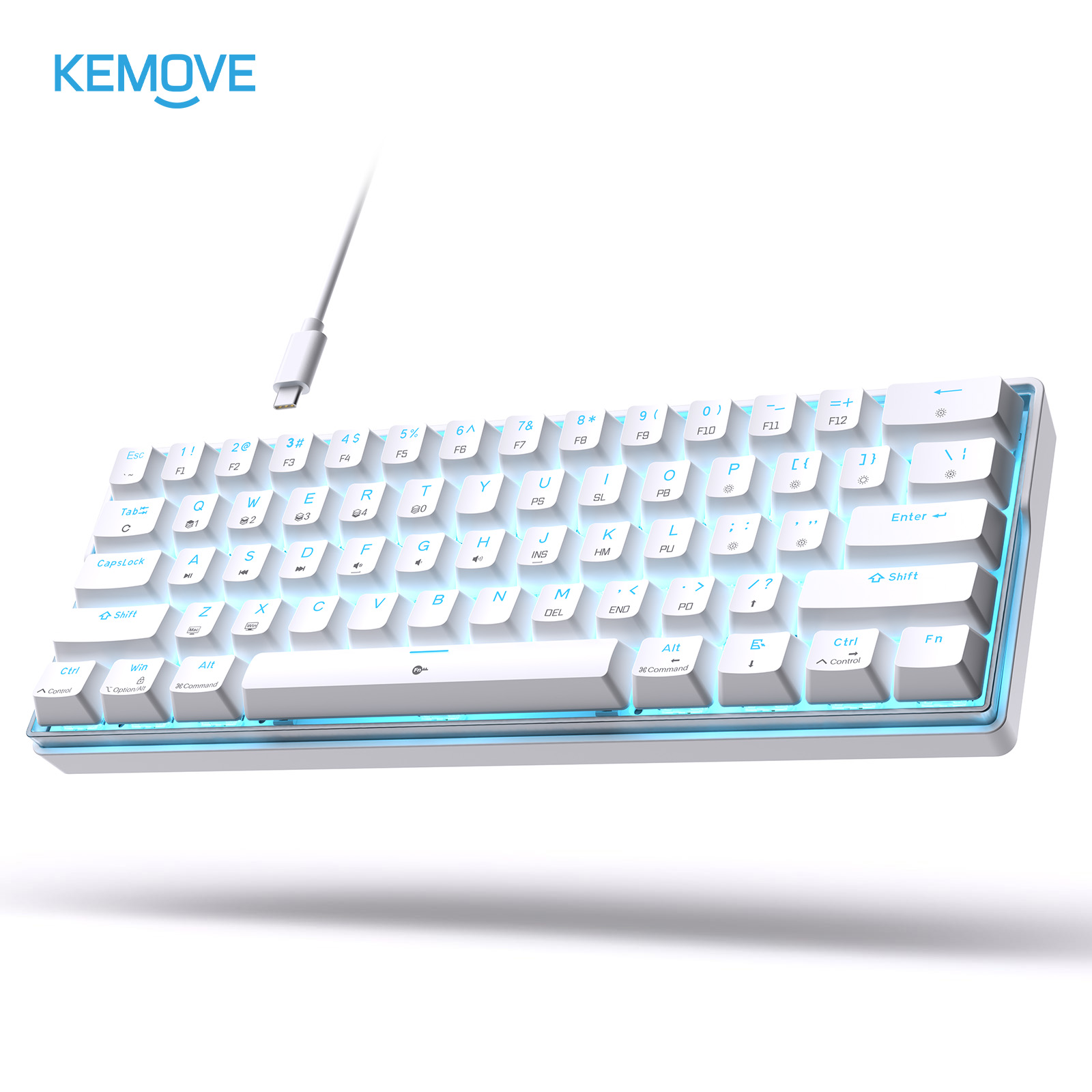 KEMOVE K61SE Snowfox/Shadow 60 Percent Minimal Layout Mechanical Keyboard