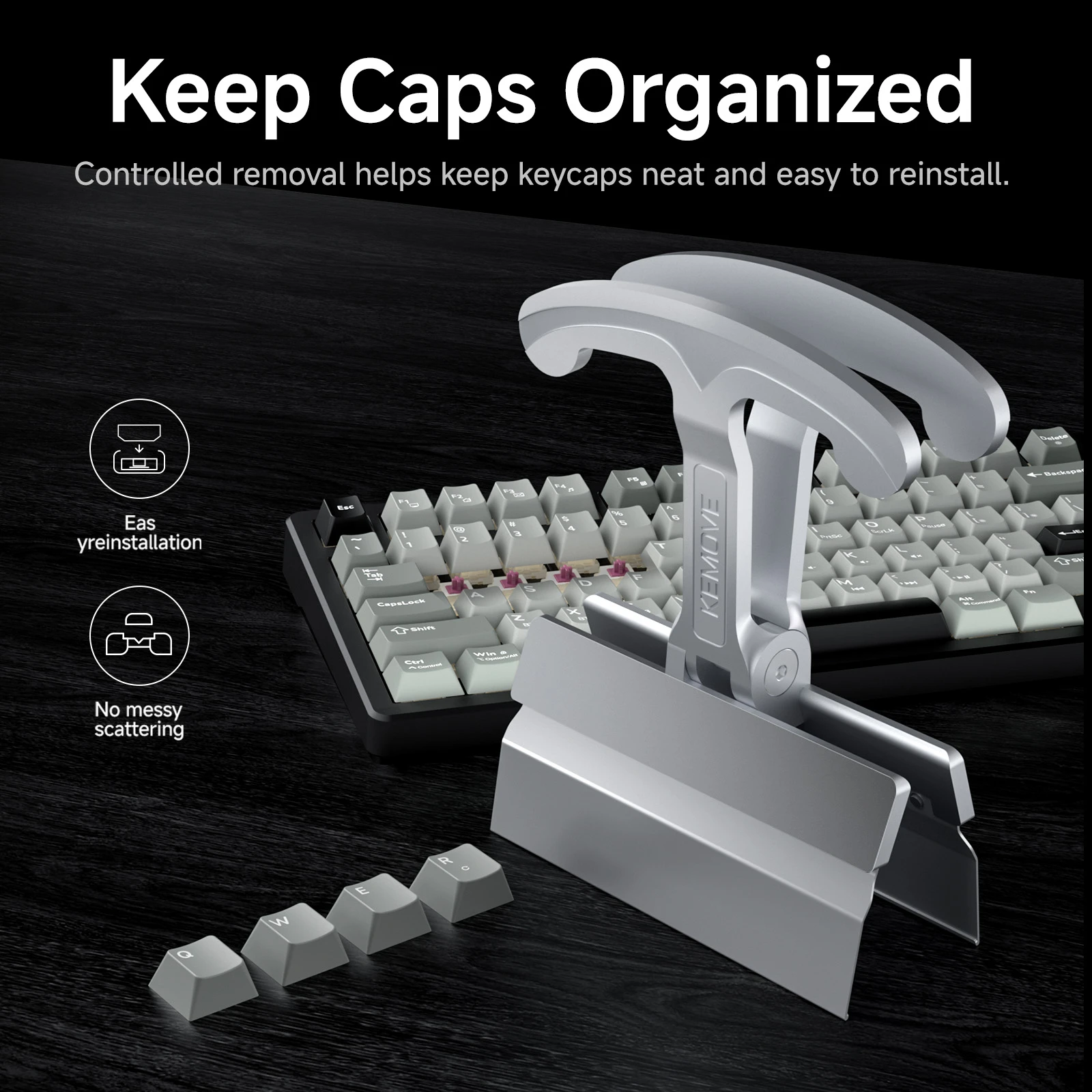 KEMOVE P11-V3 Keycap Puller, Anodized Aluminum, Pulls 4 Keycaps at Once