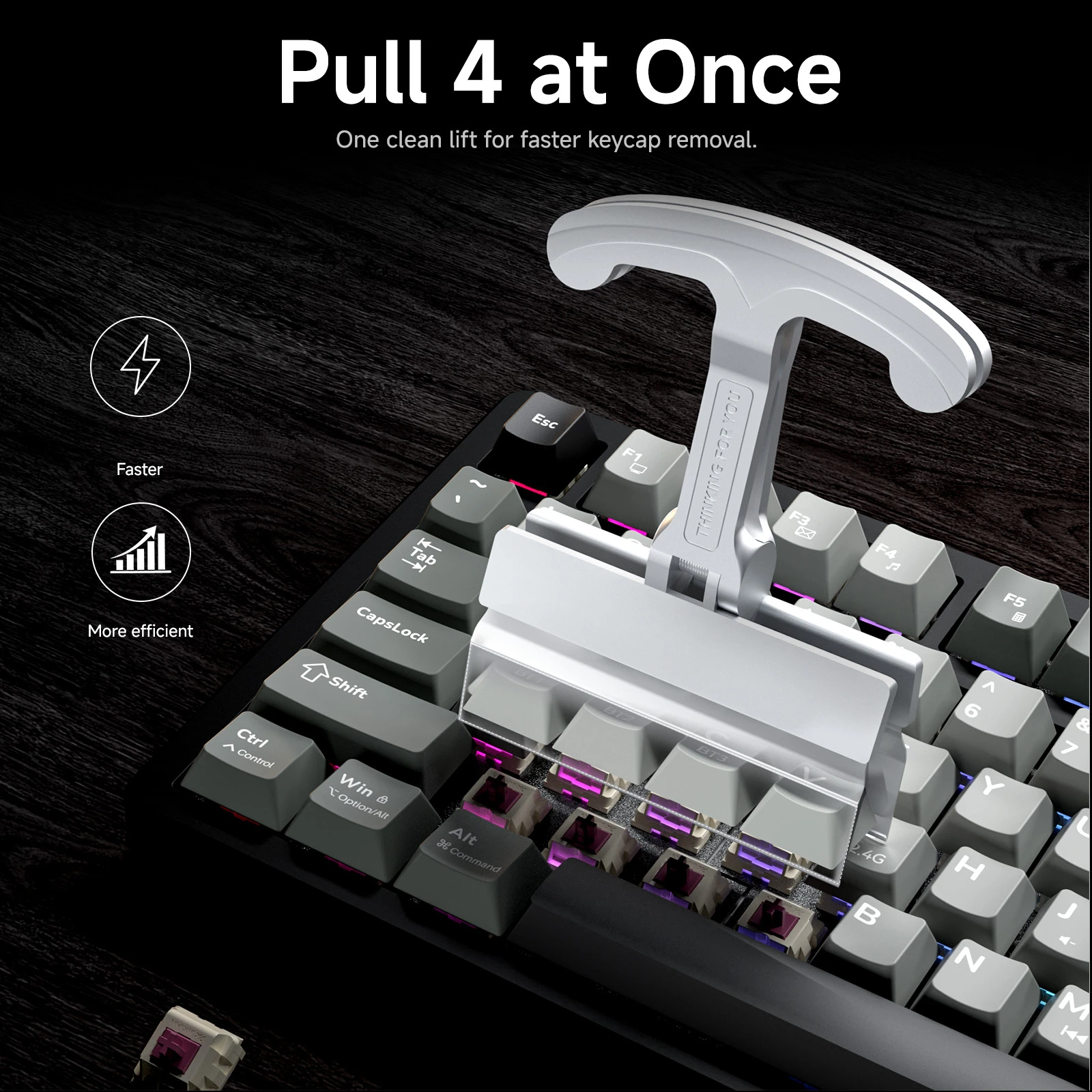 KEMOVE P11-V3 Keycap Puller, Anodized Aluminum, Pulls 4 Keycaps at Once