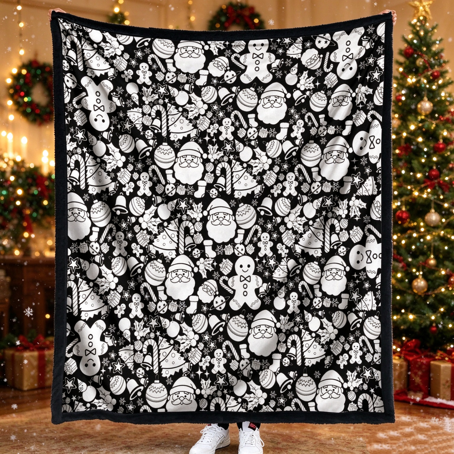 Christmas Gift DIY Drawing Blanket (Optional 24-Color Marker Set) Create Your Art Blanket Washable Keepsake Blanket for Kids & Adults