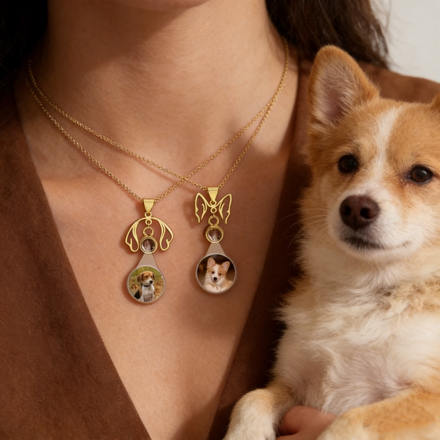 Personalized Dog Ear Projection Necklace, Custom Picture Inside Jewelry, Pet Ear Picture Jewelry, Memorial Necklace, Christmas Gifts for Mom