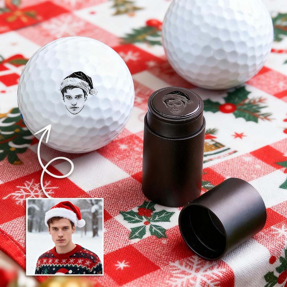 Personalized Photo Golf Ball Stamp with Metal Storage Box Birthday Father's Day Gift for Golf Player