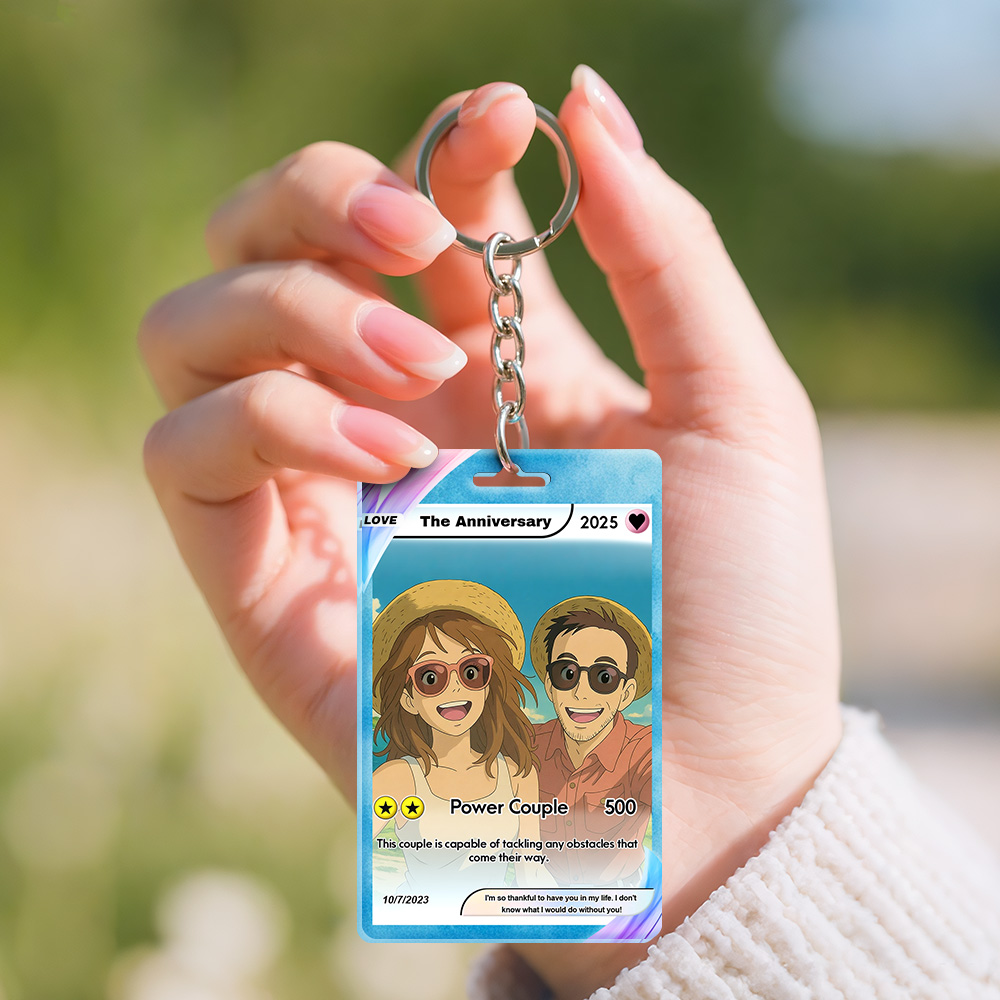 Custom Cartoon Style Keychain Perfect Gift Personalized Cartoon Gift with Photo & Text Acrylic Keychain Gift - SantaSocks
